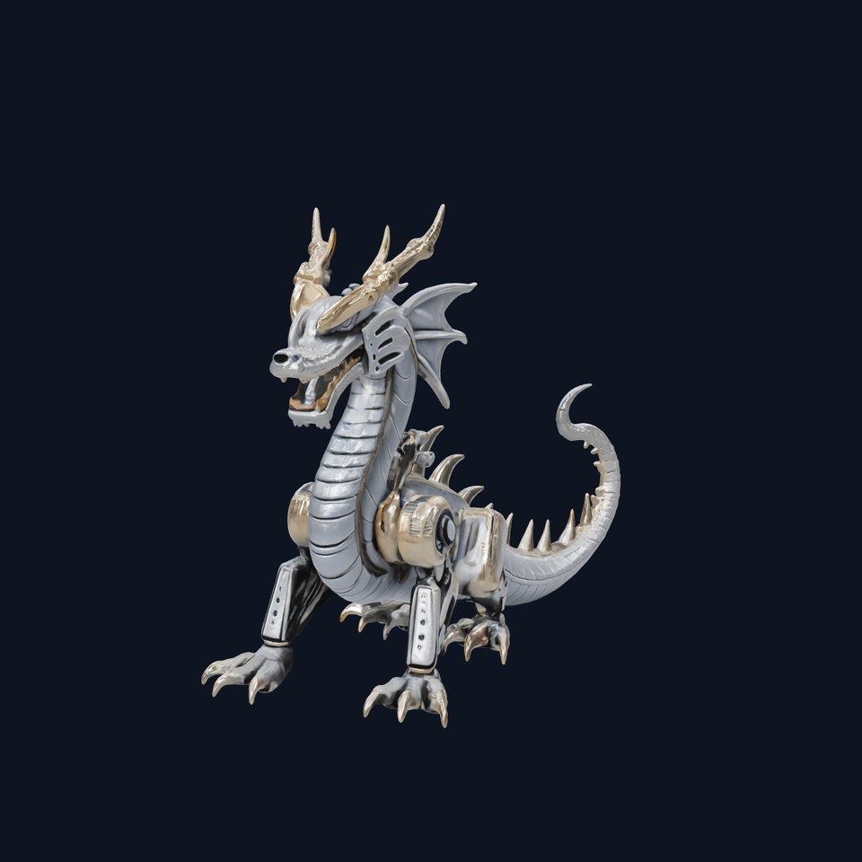 Mechanical Steampunk Dragon Model with Articulated Limbs