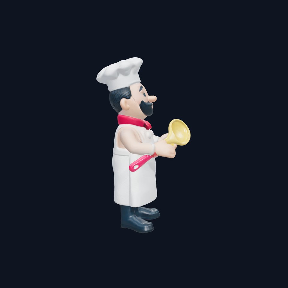 Cartoon Chef Figurine with Ladle 3D Model
