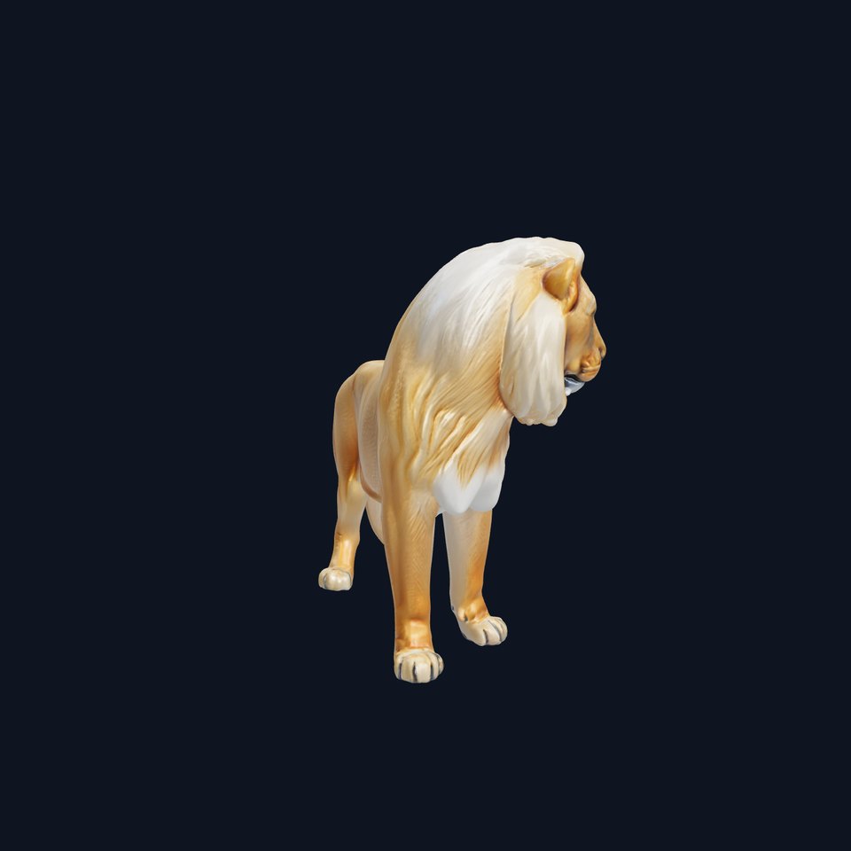 Realistic Lion Sculpture 3D Model - High Detail