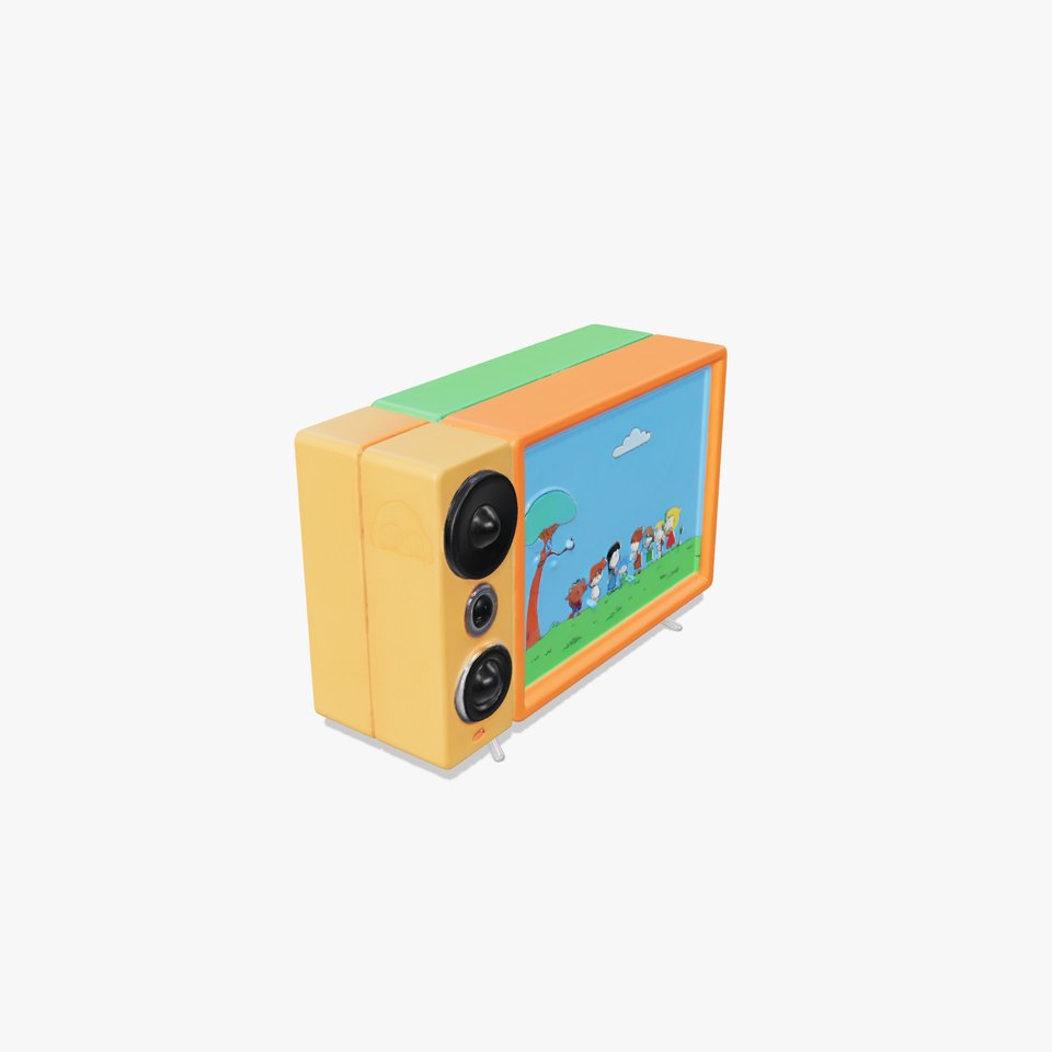 Retro Television with Cartoon Display and Large Speakers viewer poster