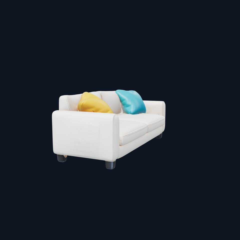 Cozy Reading Sofa with Colorful Cushions 3D Model