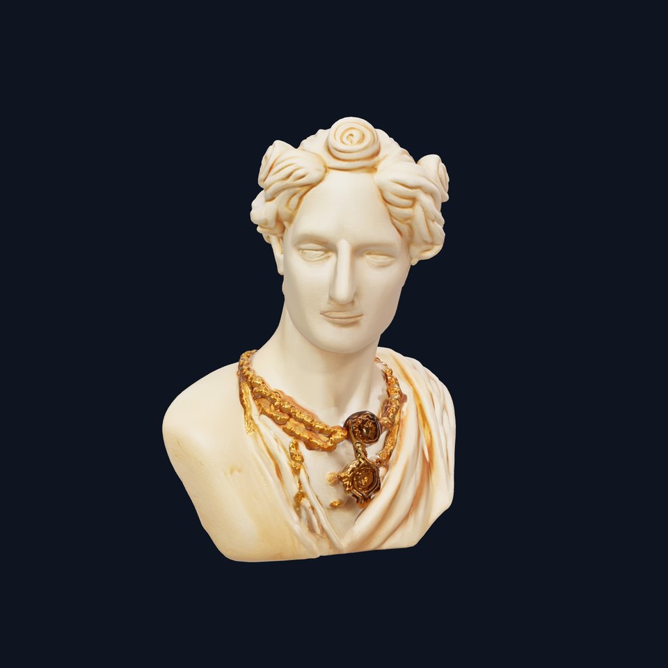 Elegant Roman Figure with Intricate Jewelry and Hairstyle