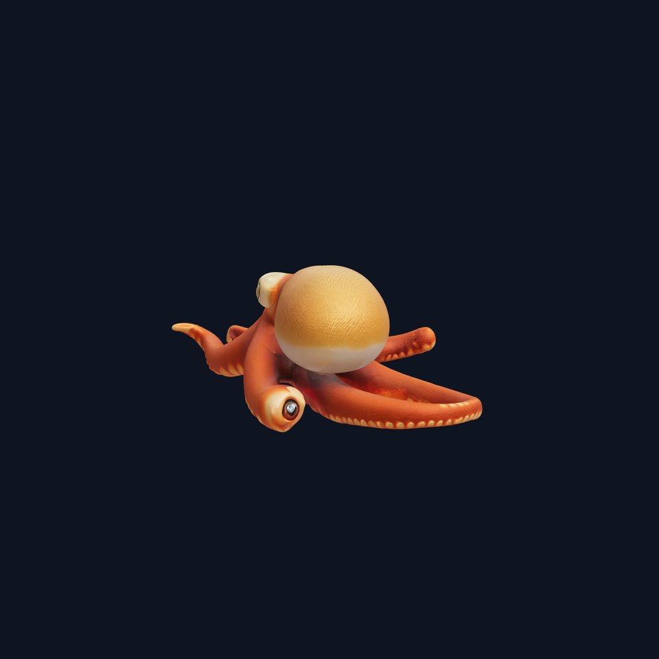 Dumbo Octopus Model with Ear-like Fins and Soft Body