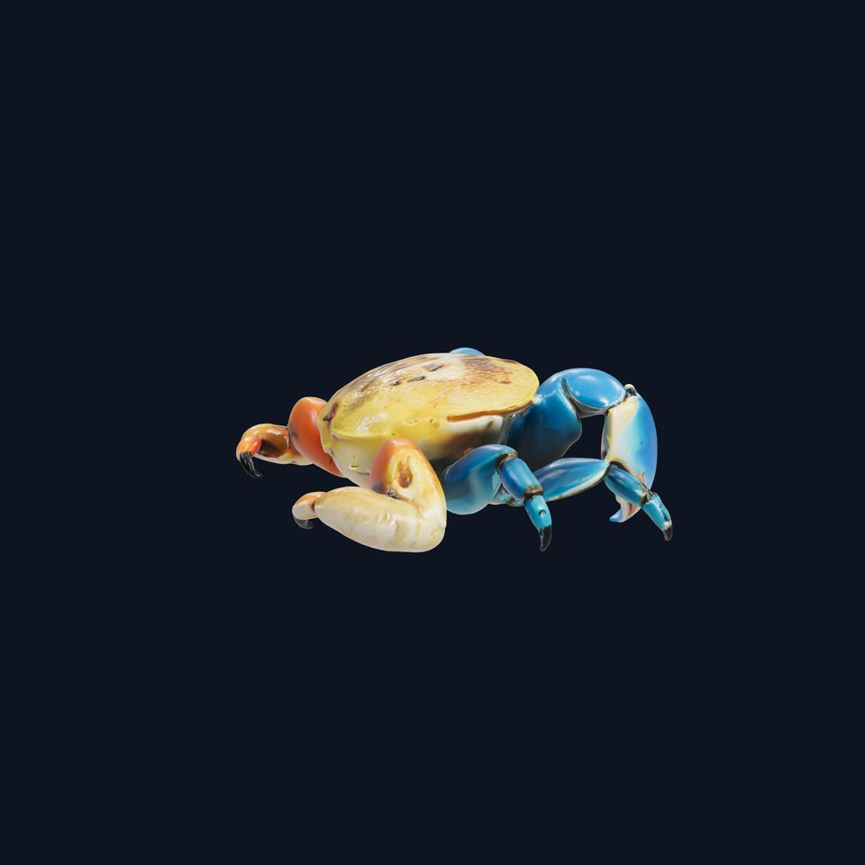 Blue Crab Model with Bright Blue Claws 3D Rendering viewer poster