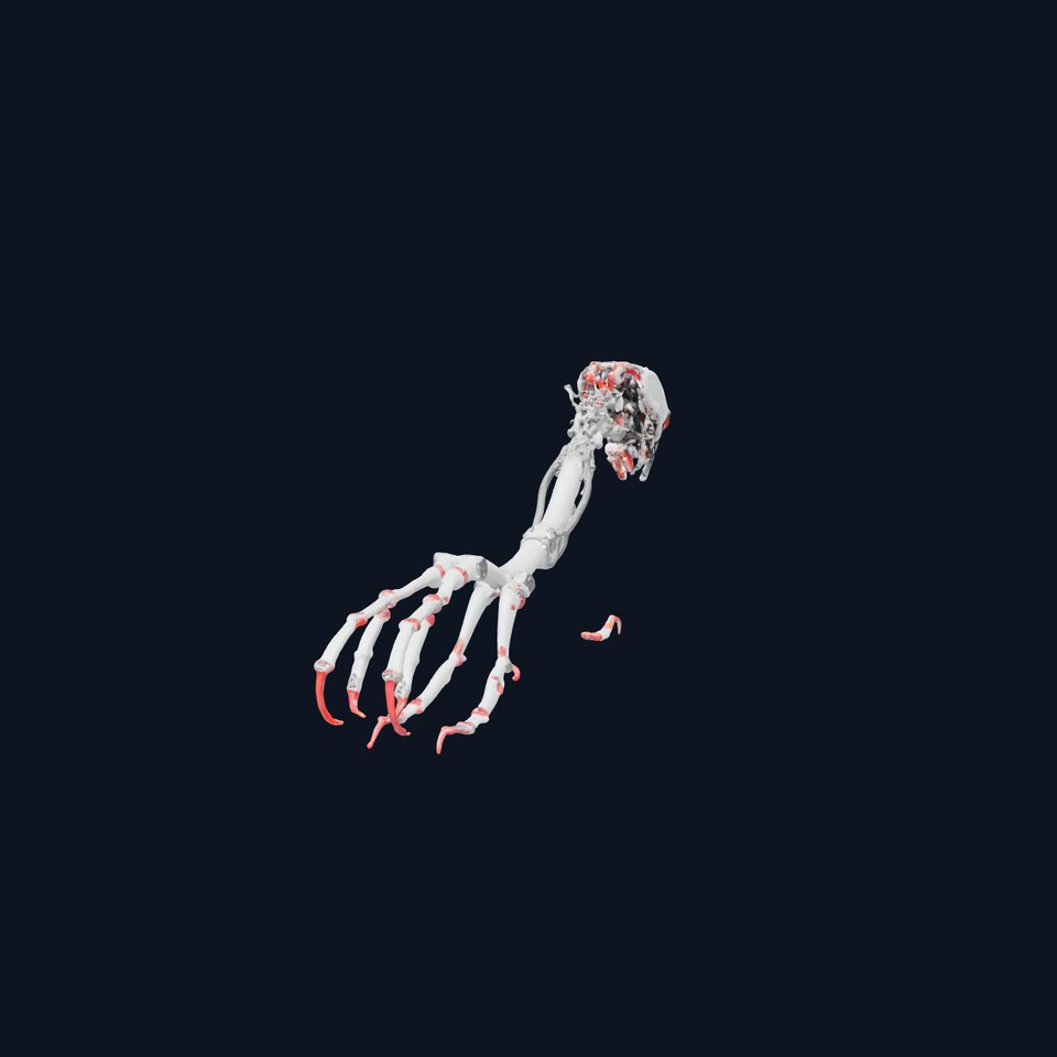 Cybernetic Creature with Mechanical Limbs and Red Eyes