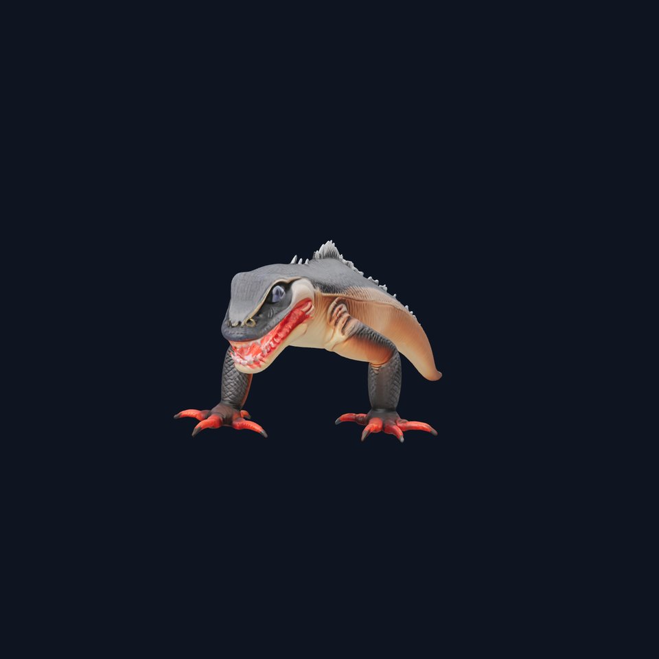 Slick-Scaled Monster with Teeth and Suction Cup Limbs 3D Model