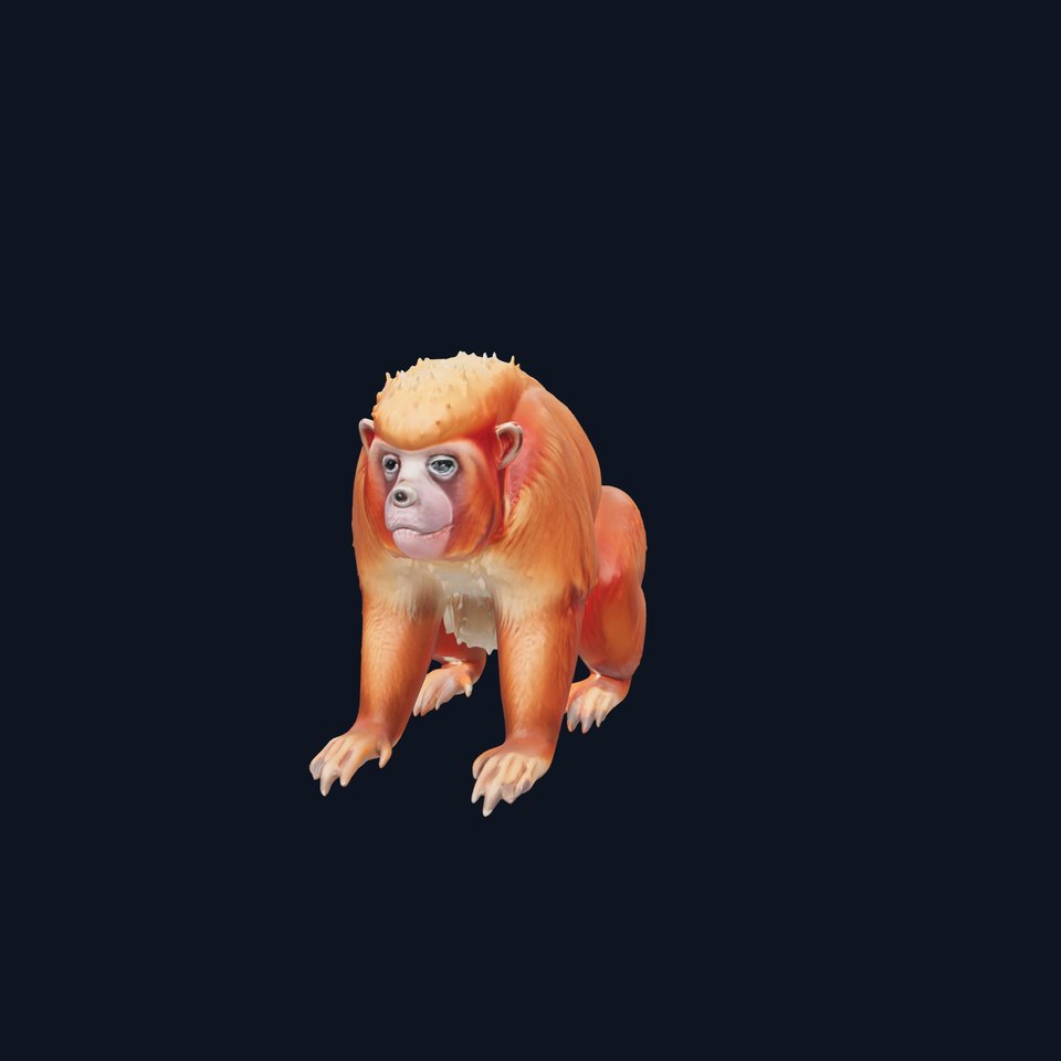 Uakari Monkey 3D Model with Vivid Red Face