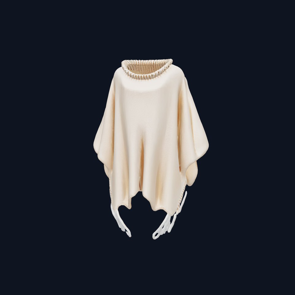 Poncho with Fringed Edges and Belt Tie