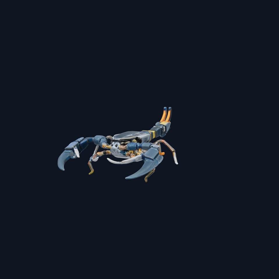 Mechanical Scorpion with Electric Tail Stingers and Reinforced Claws