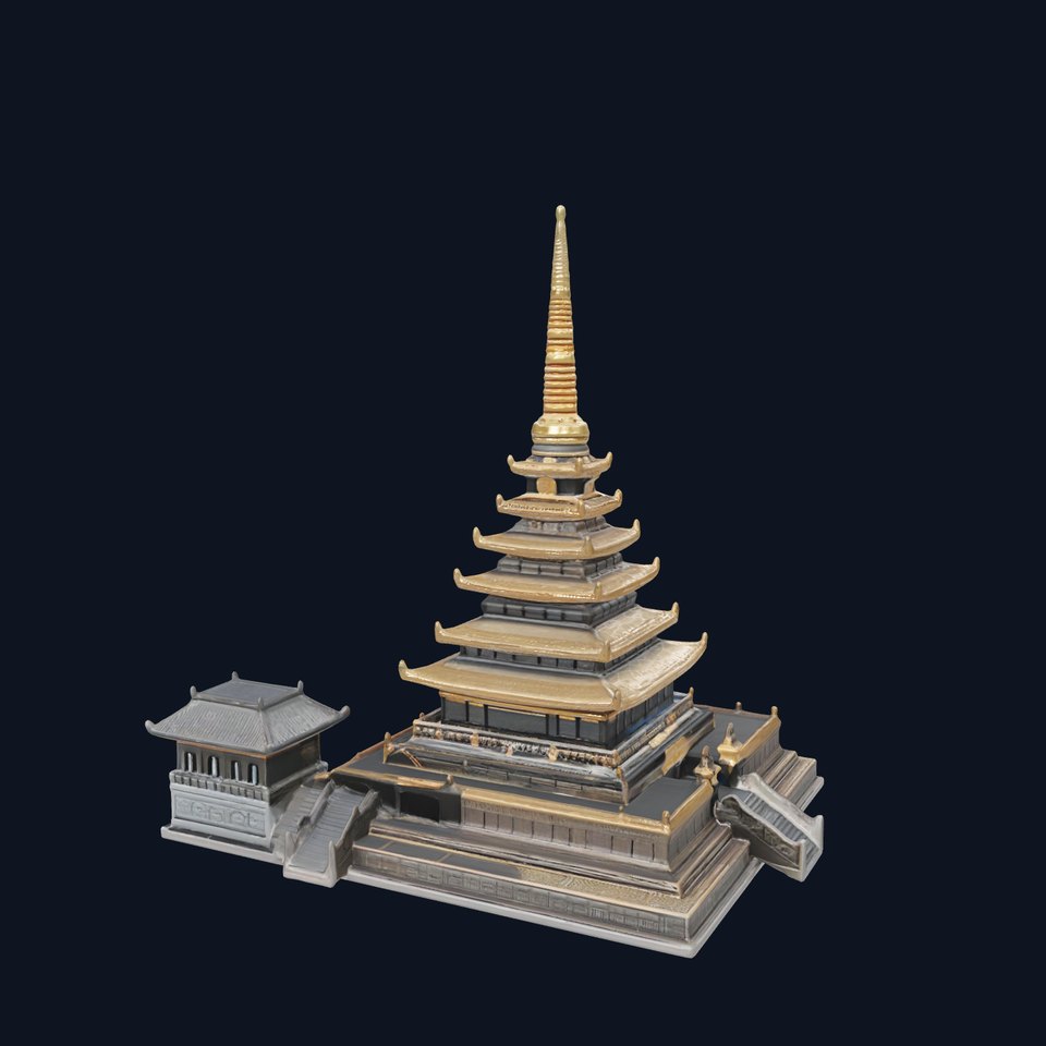 Shwedagon Pagoda 3D Model with Detailed Architecture
