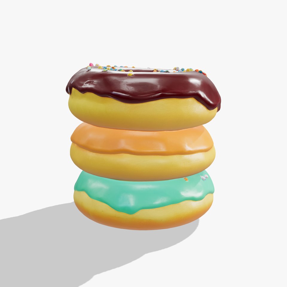 Colorful Glazed Donut Stack with Sprinkles 3D Model viewer poster