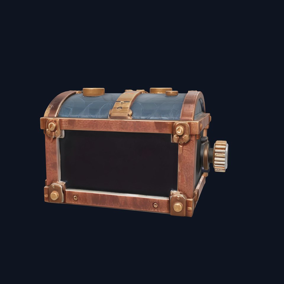 Steampunk Treasure Chest with Metallic Gears viewer poster