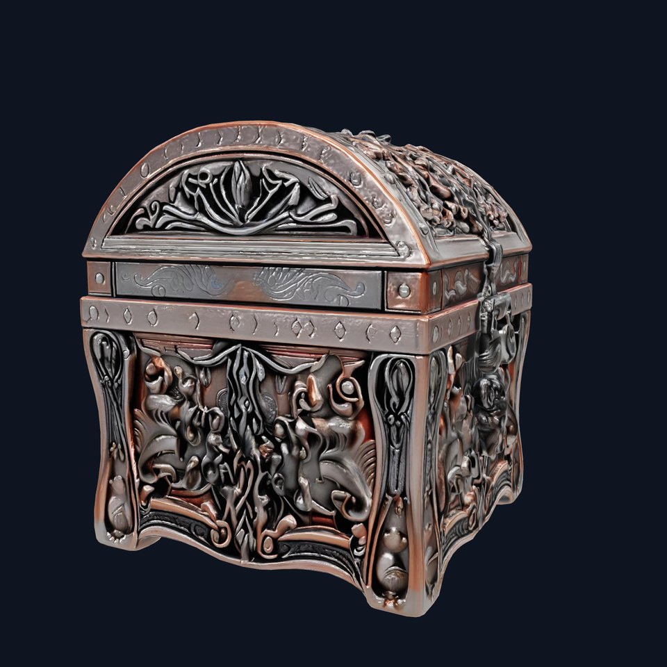 Dark Fantasy Intricately Carved Treasure Chest Model