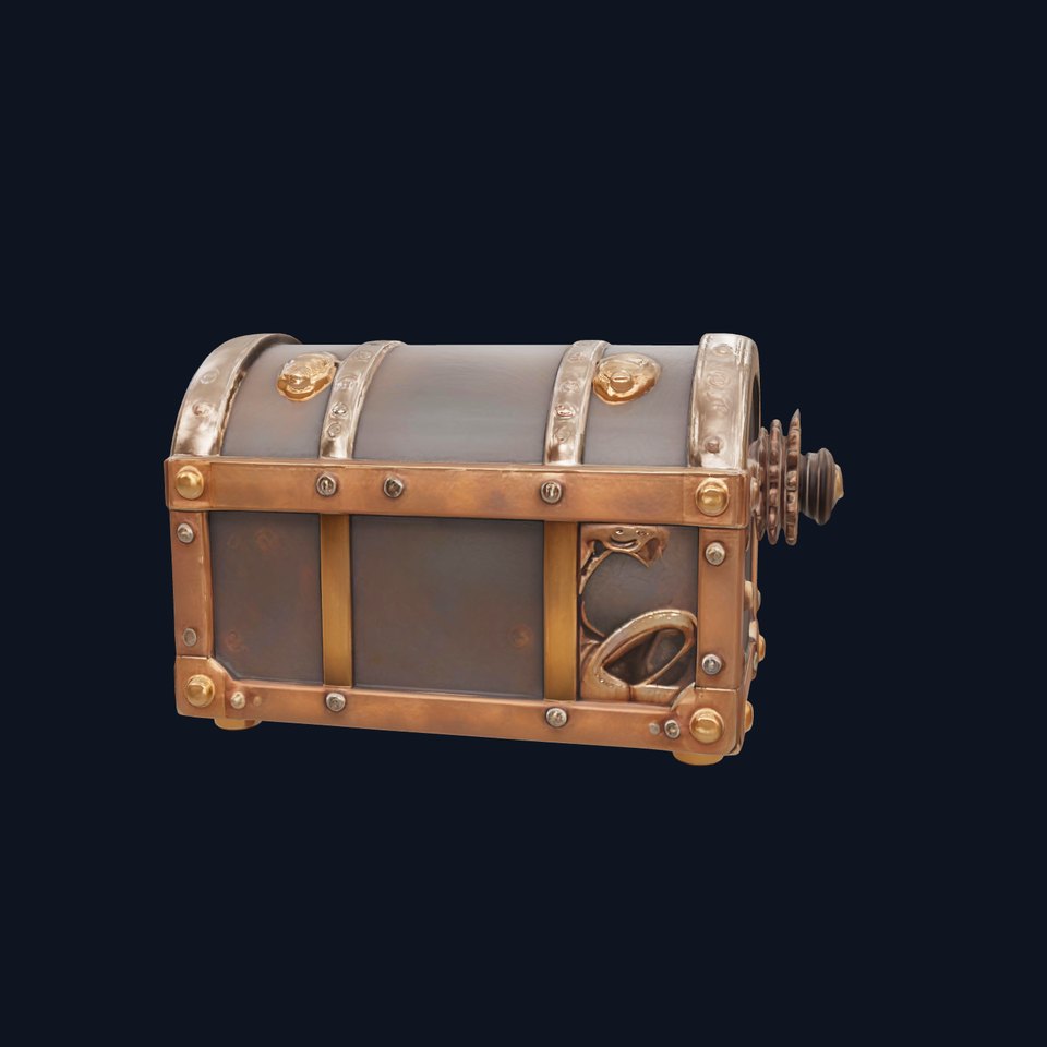 Steampunk Treasure Chest with Intricate Mechanical Gears