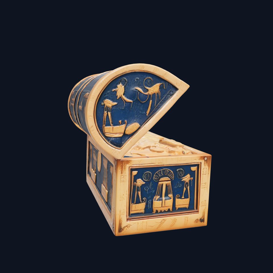 Ancient Egyptian Treasure Chest with Lapis Lazuli and Gold