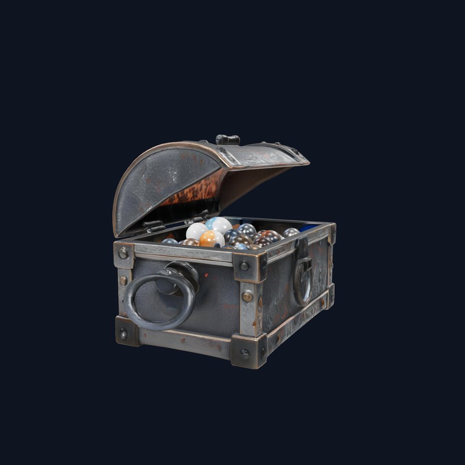 Underwater Treasure Chest with Bioluminescent Pearls and Gems