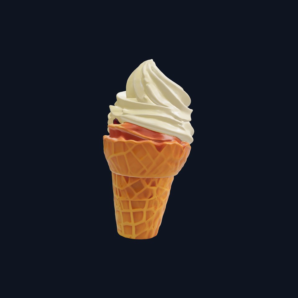 Vanilla Swirl Ice Cream Cone model pack