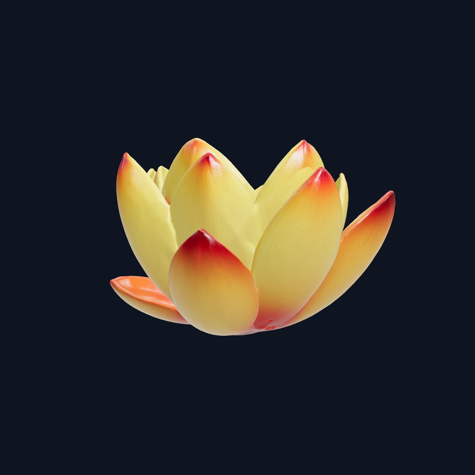 Stylized Water Lily with Glossy Petals model pack