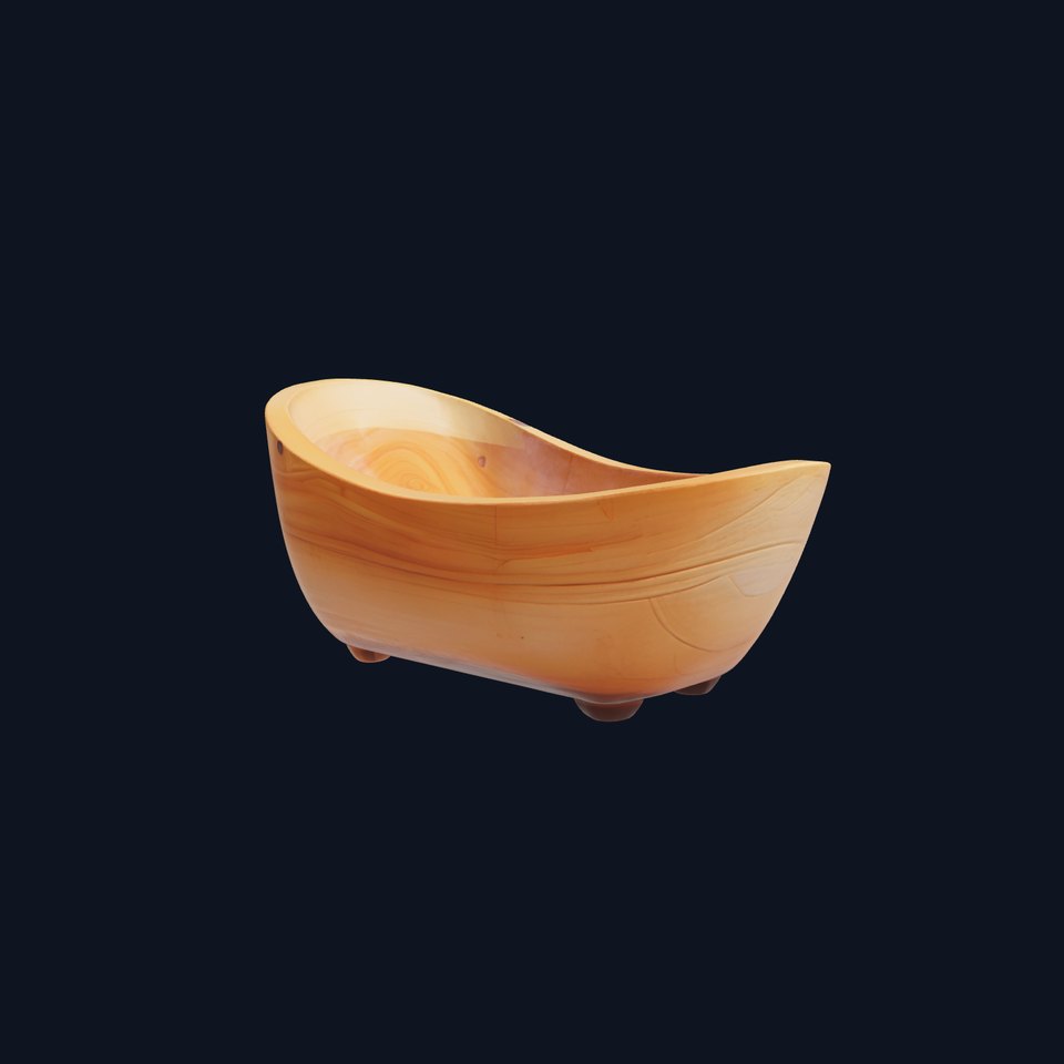 Wooden Curved Bathtub Natural Finish model pack viewer poster