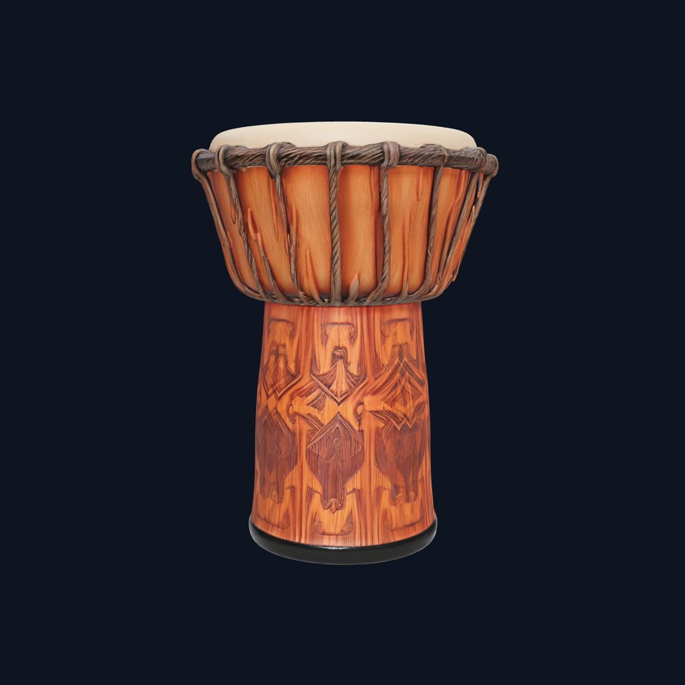 Traditional Djembe Drum Carved Wood model pack viewer poster