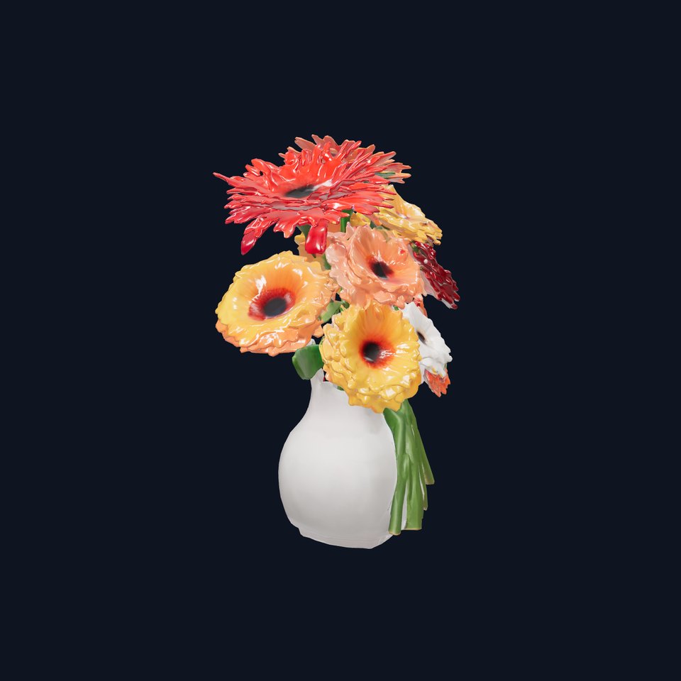 Colorful Blossom Vase model pack with Realistic Gerbera Flowers