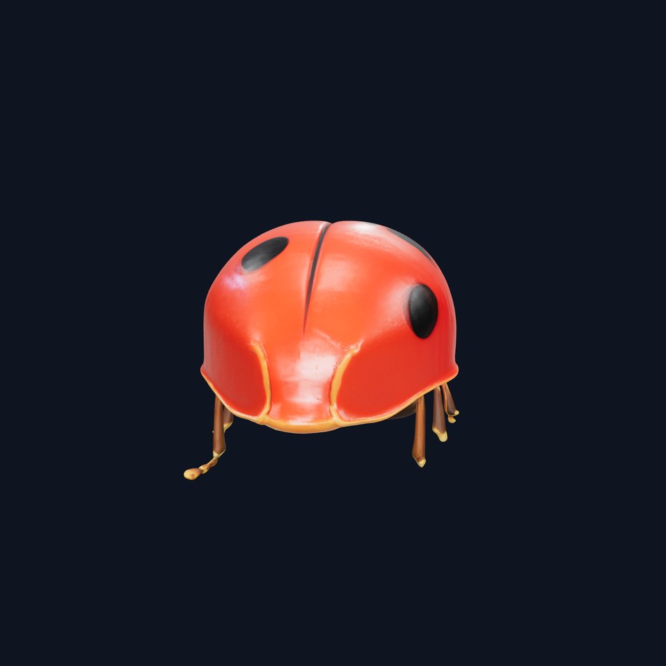 Detailed Ladybug with Glossy Red Elytra model pack