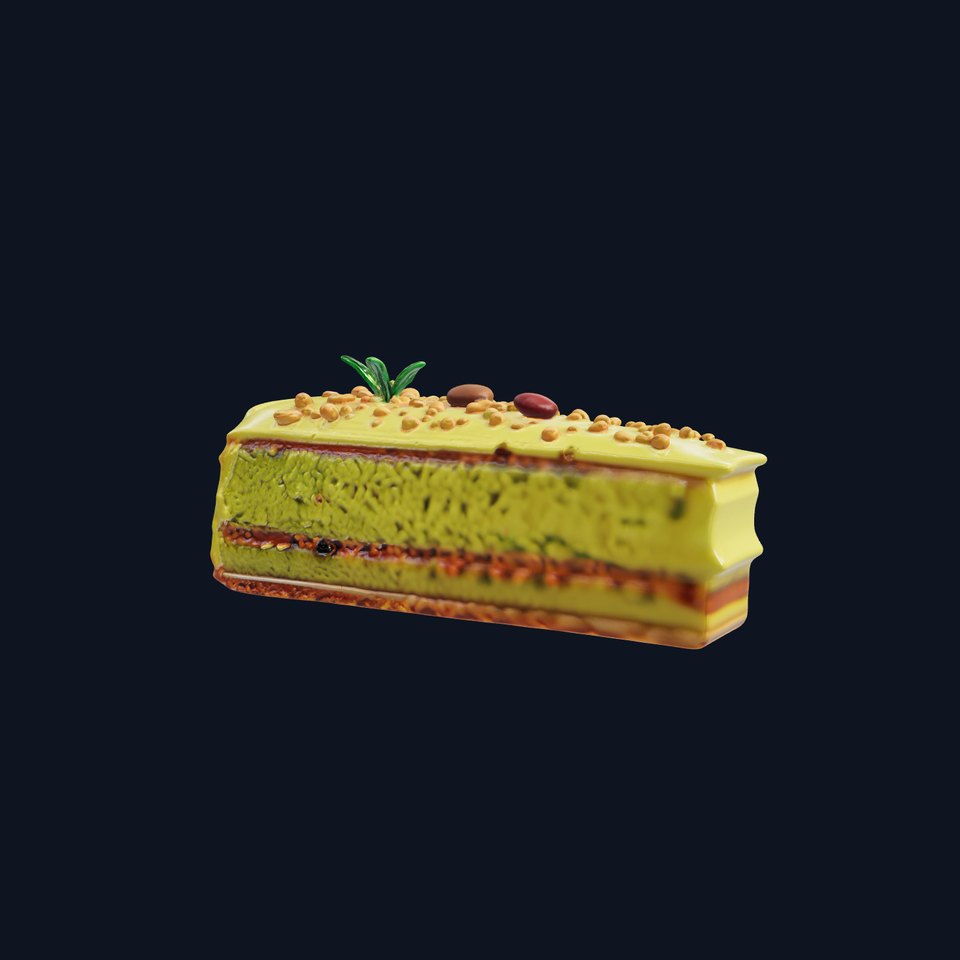 Vibrant Pistachio Cake Slice model pack