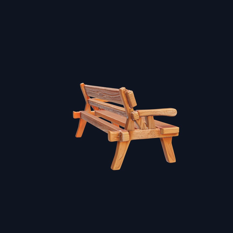 Vintage Wood Picnic Bench with Detailed Grain model pack