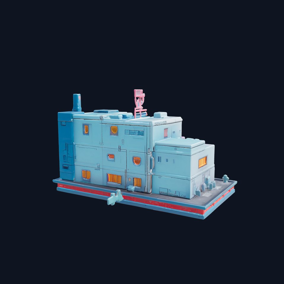 Cyberpunk City Block Neon Asymmetric Shapes model pack