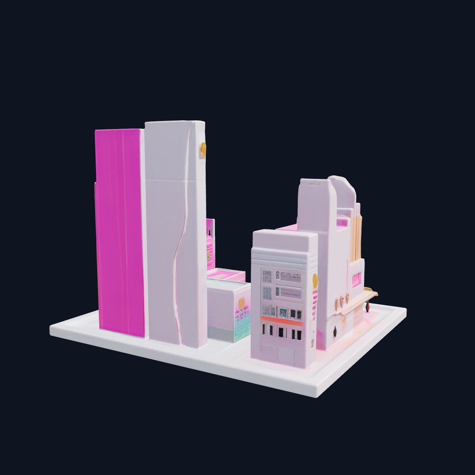 Neon Urban Square with Digital Panels model pack