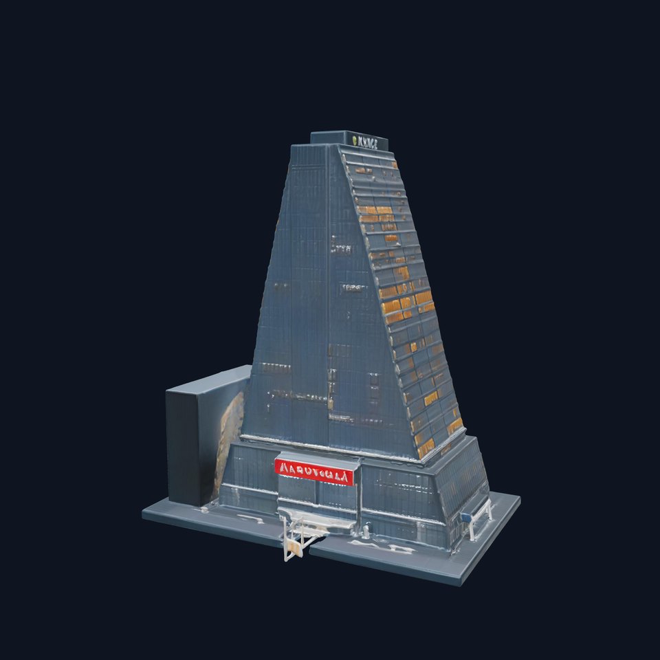 Futuristic Skyscraper Neon Sign model pack viewer poster