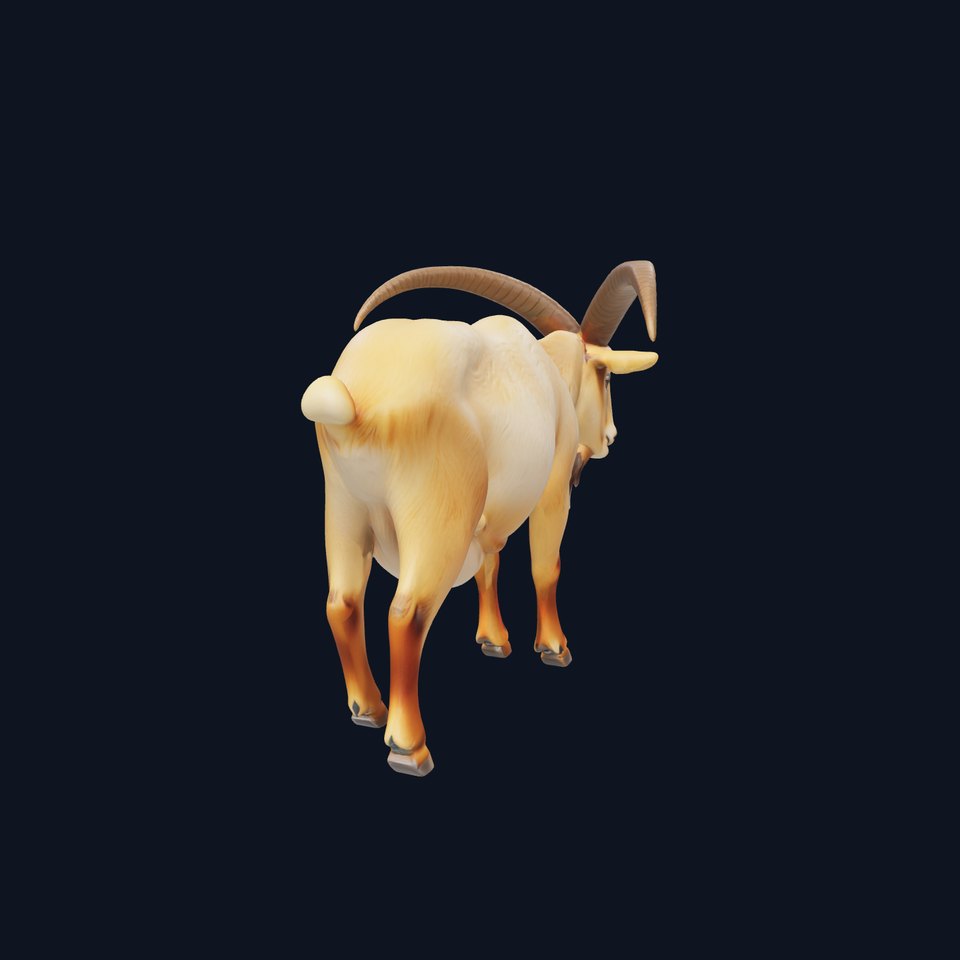 Beige Coat Curved Horn Goat model pack viewer poster