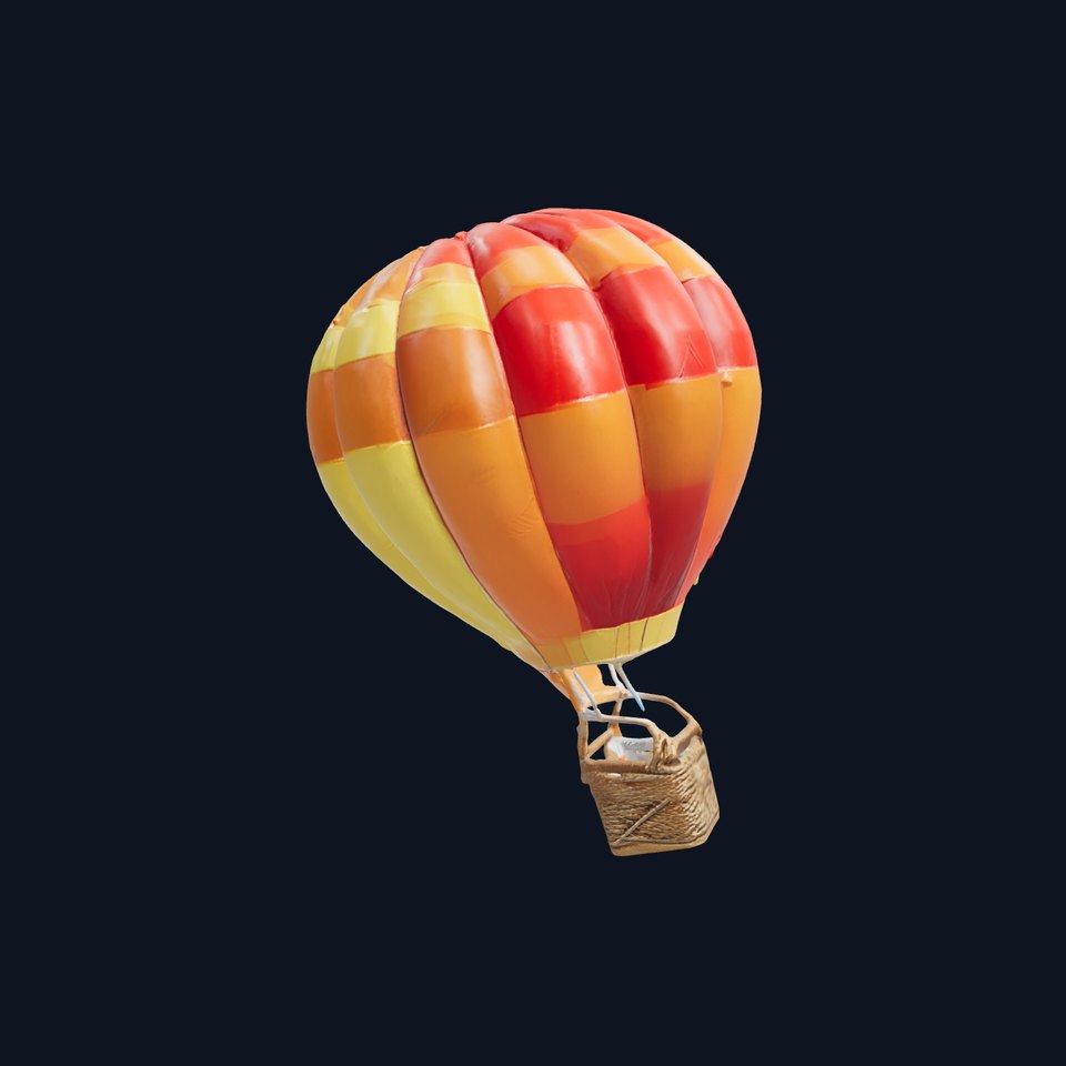 Rainbow Gradient Hot Air Balloon 3D Model Pack