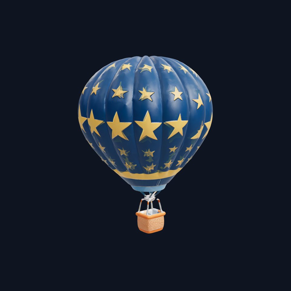 Classic Hot Air Balloon Star Pattern model pack