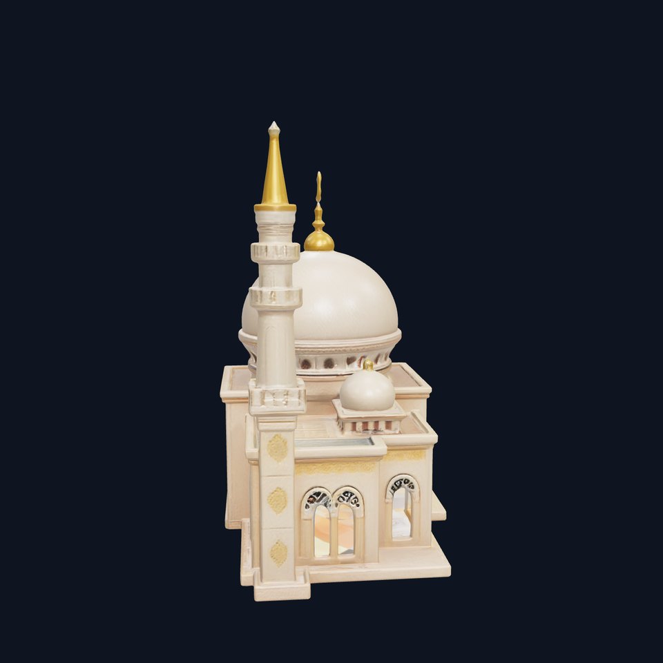 Stylized Mosque with Crescent Dome model pack