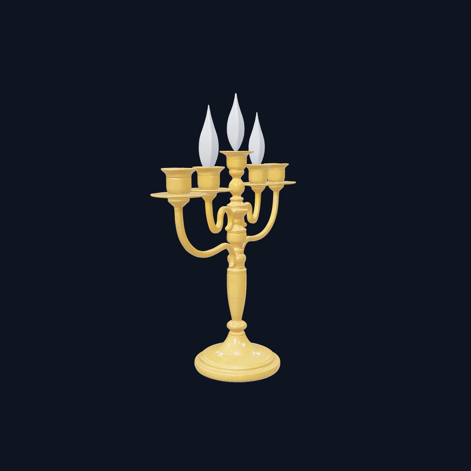 Elegant Brass Candelabra with Curved Arms model pack