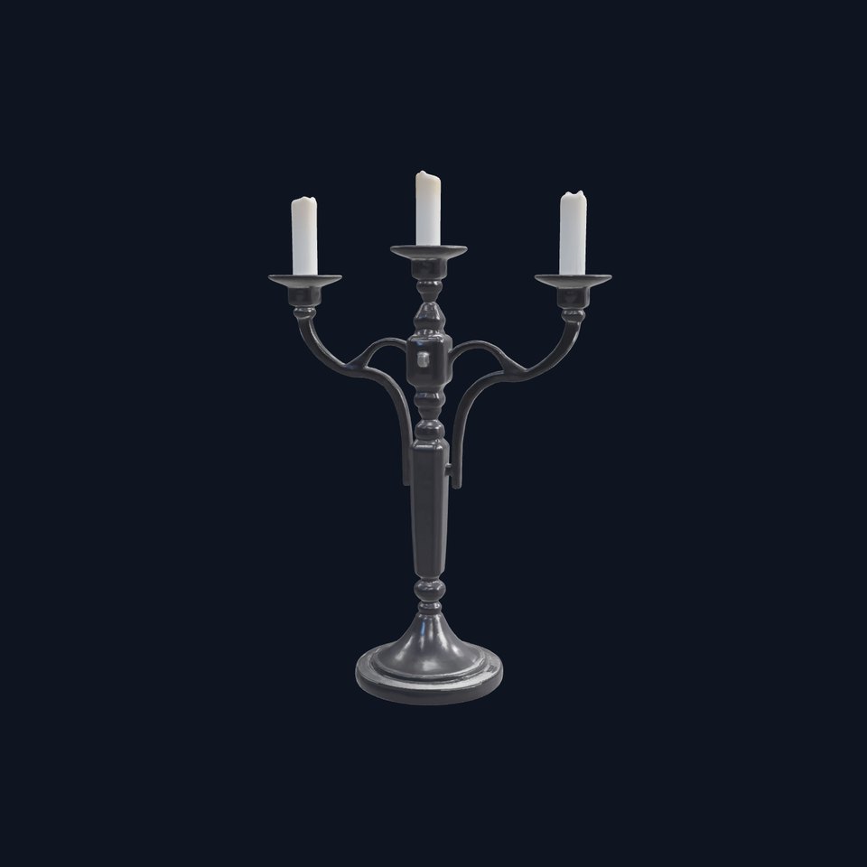 Symmetrical Black Candelabra 3D model pack viewer poster