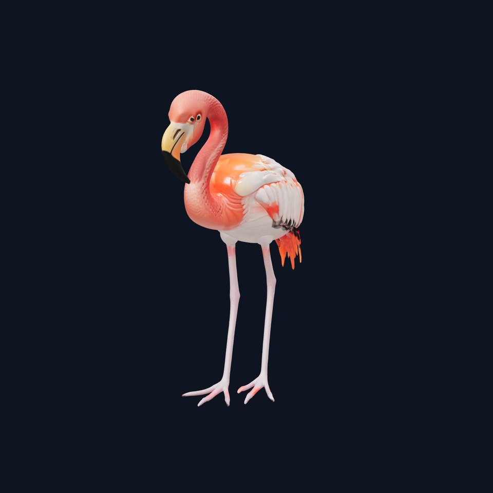 Futuristic Stylized Flamingo model pack viewer poster