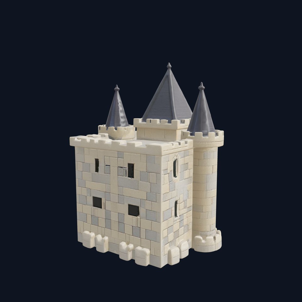 Majestic Stone Castle with Arched Windows model pack