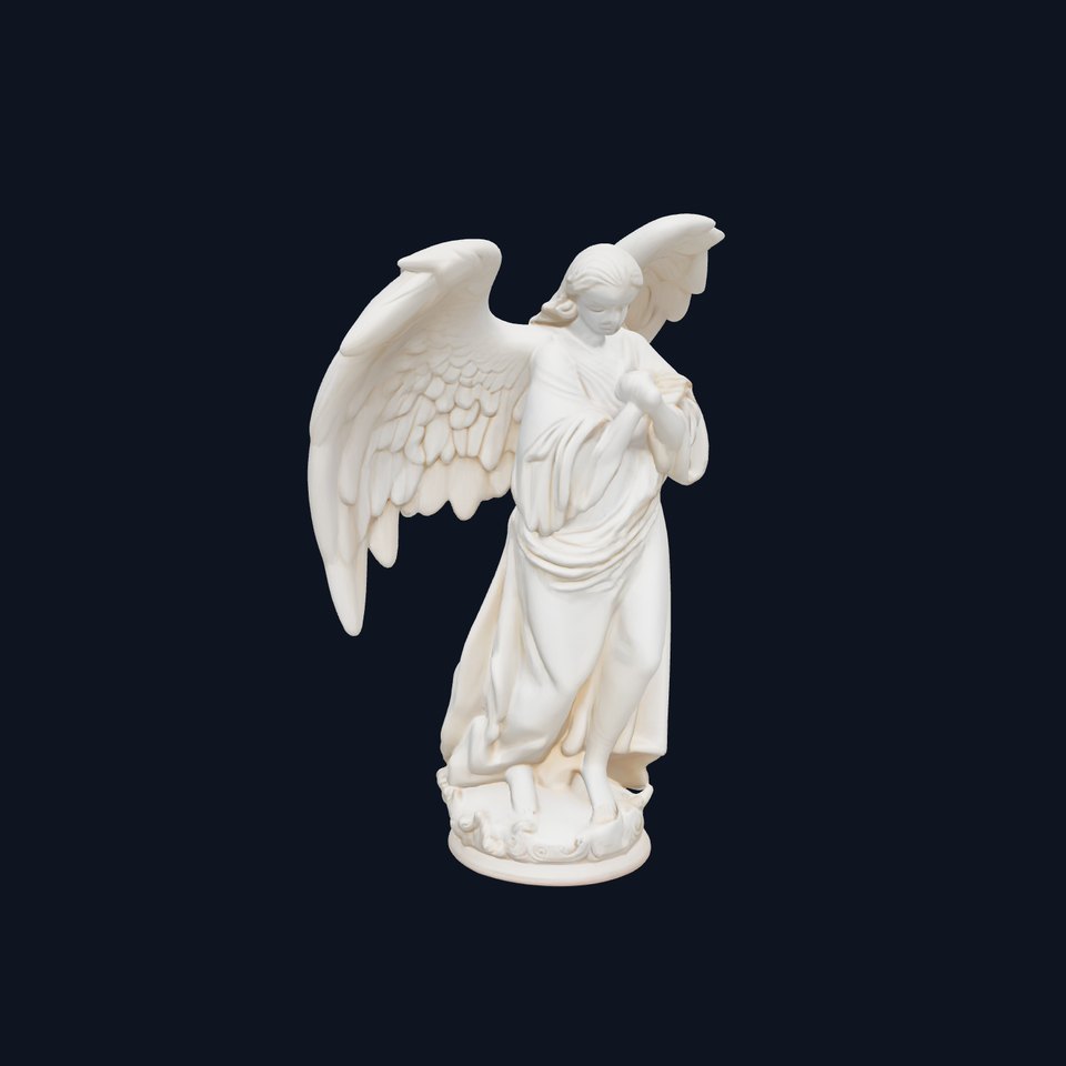 Baroque Angel Statue with Feathered Wings model pack