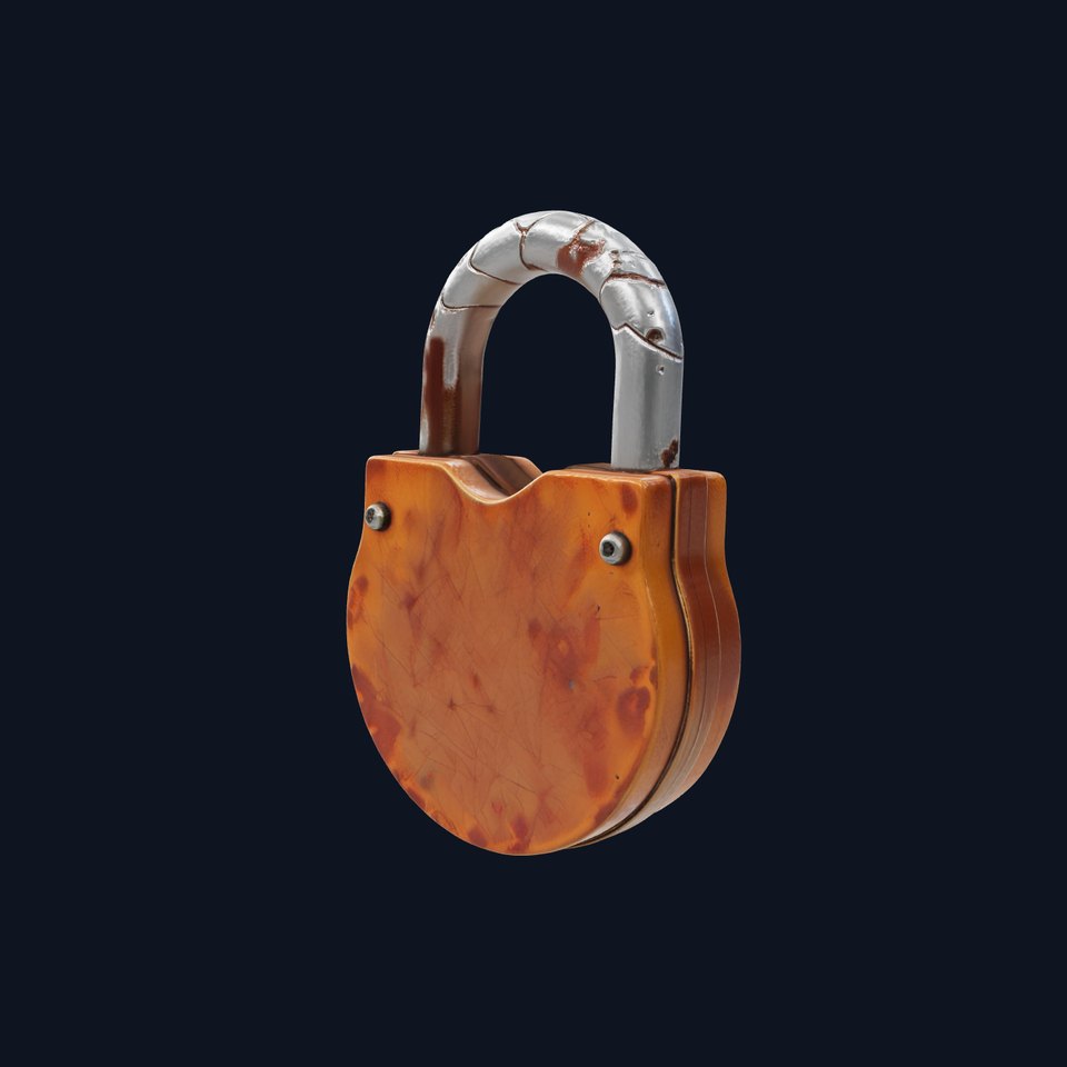 Rustic Metal Lock with Aged Texture model pack