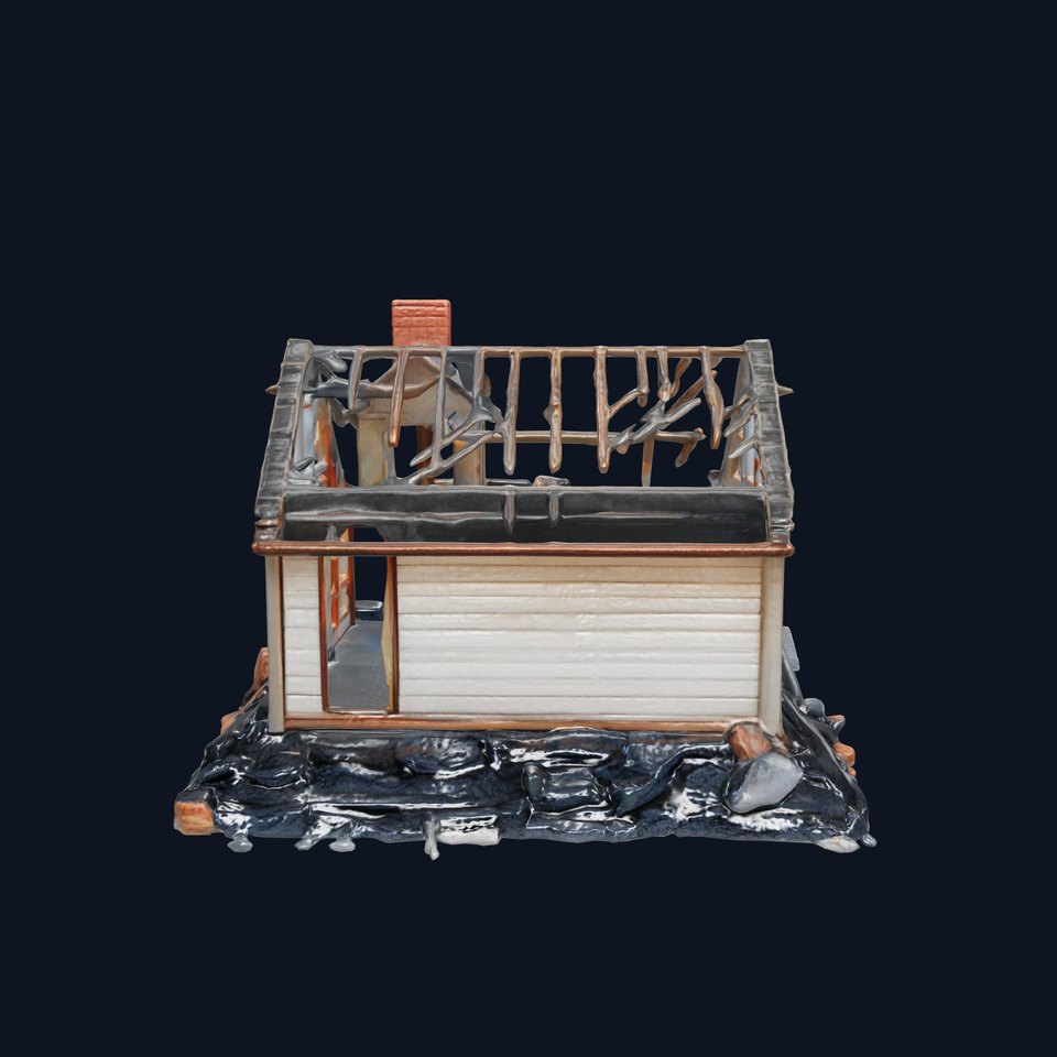 Dilapidated American House Ruins model pack
