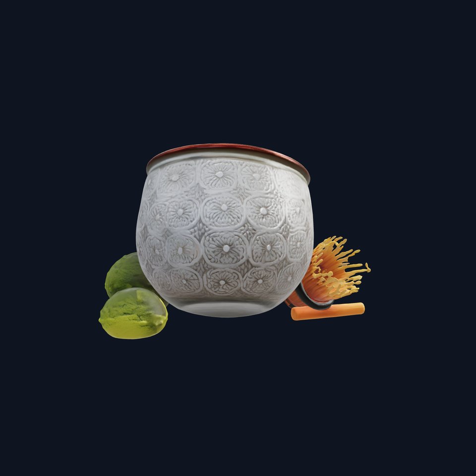 Traditional Matcha Tea Set with Bamboo Whisk model pack