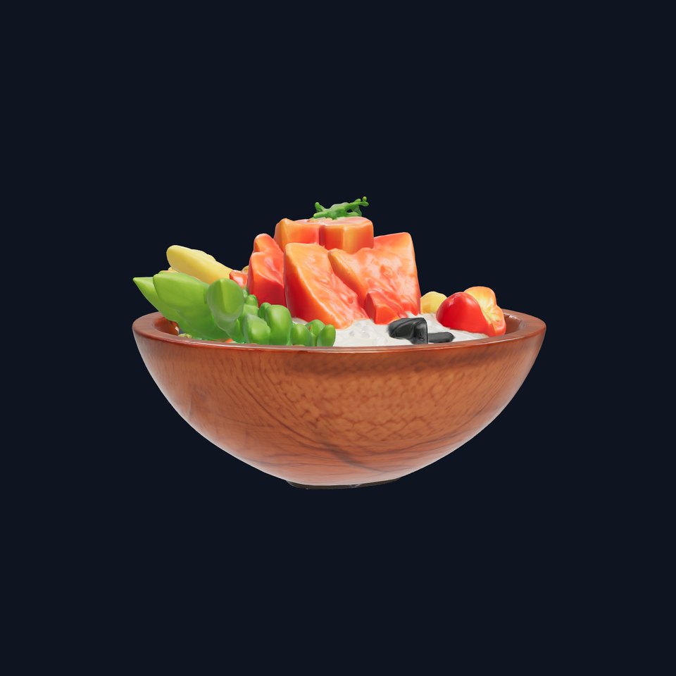 Vibrant Hawaiian Poke Bowl 3D model pack
