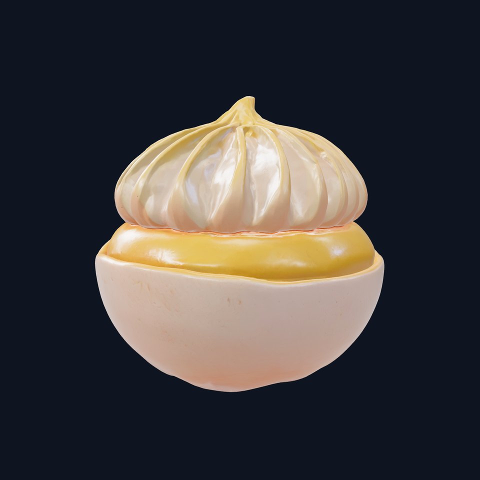 Peach Meringue Dessert 3D Model Pack