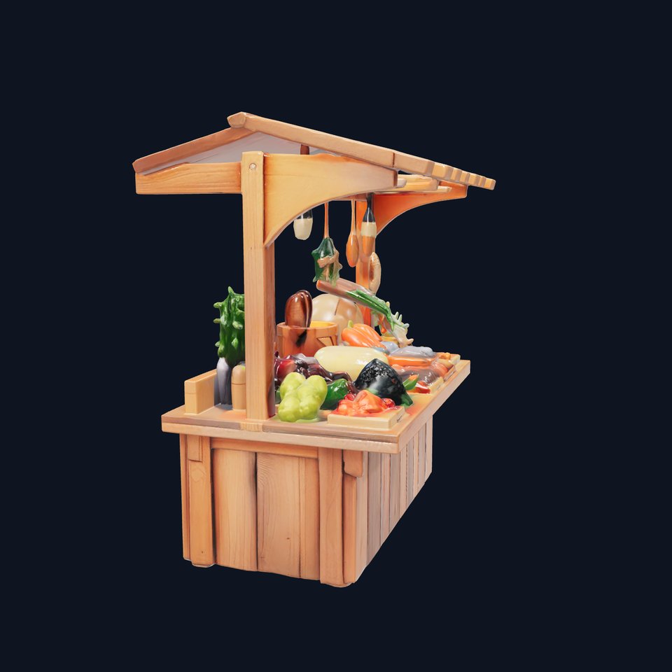 Rustic Farm Wood Vendor Stand Model Pack