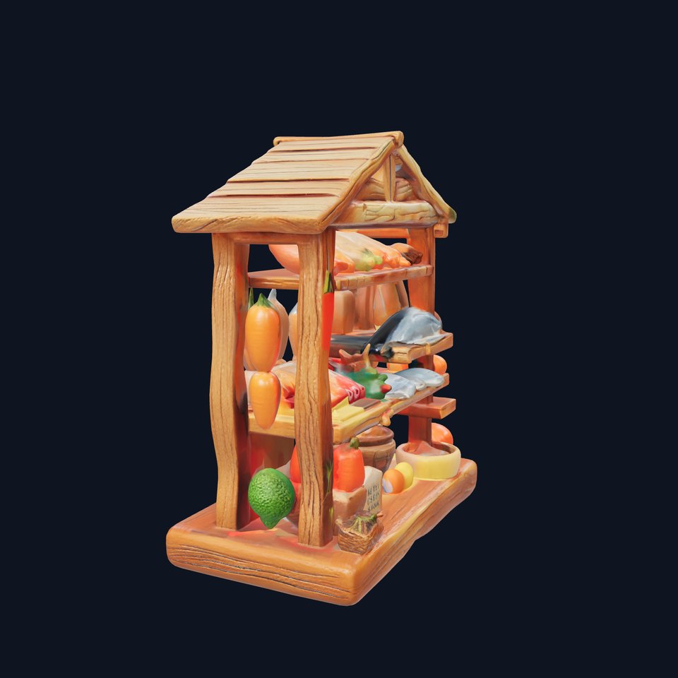 Rustic Village Market Food Stall model pack