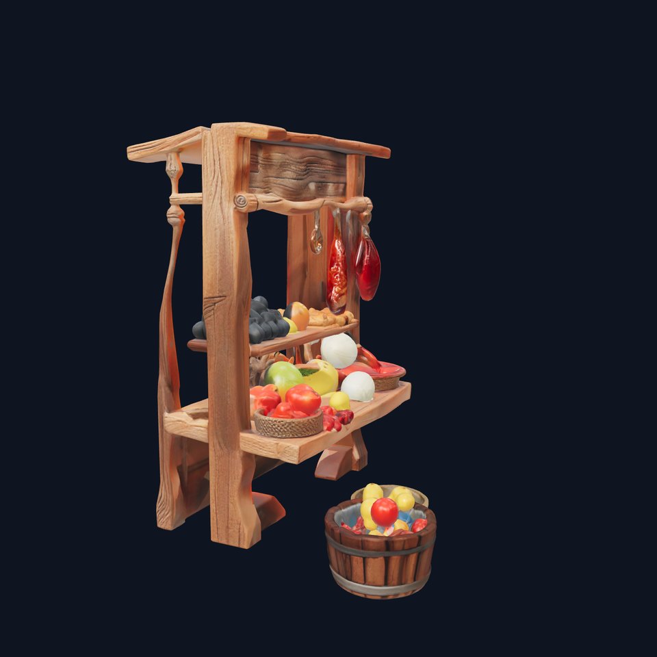 Rustic Bazaar Vendor Shelf Model Pack