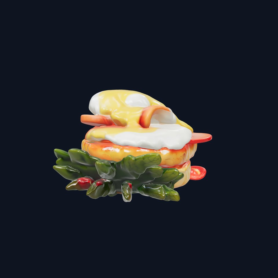 Eggs Benedict Breakfast Dish 3D Model Pack