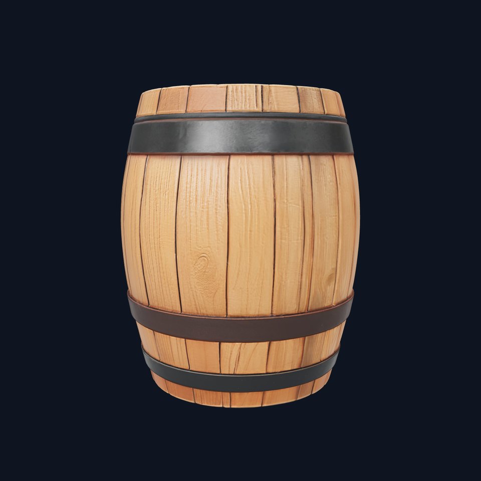 Small Wooden Barrel Weathered Look model pack